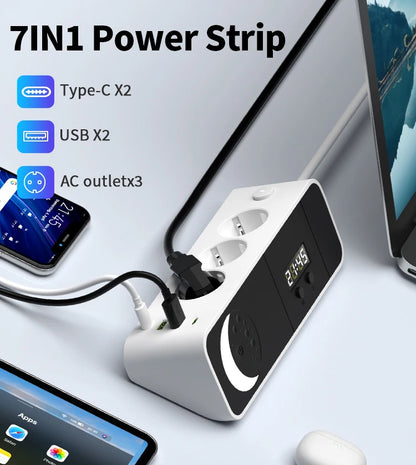 Hjørnestikdåse til Skrivebord med 2 USB- og 2 USB-C-Porte