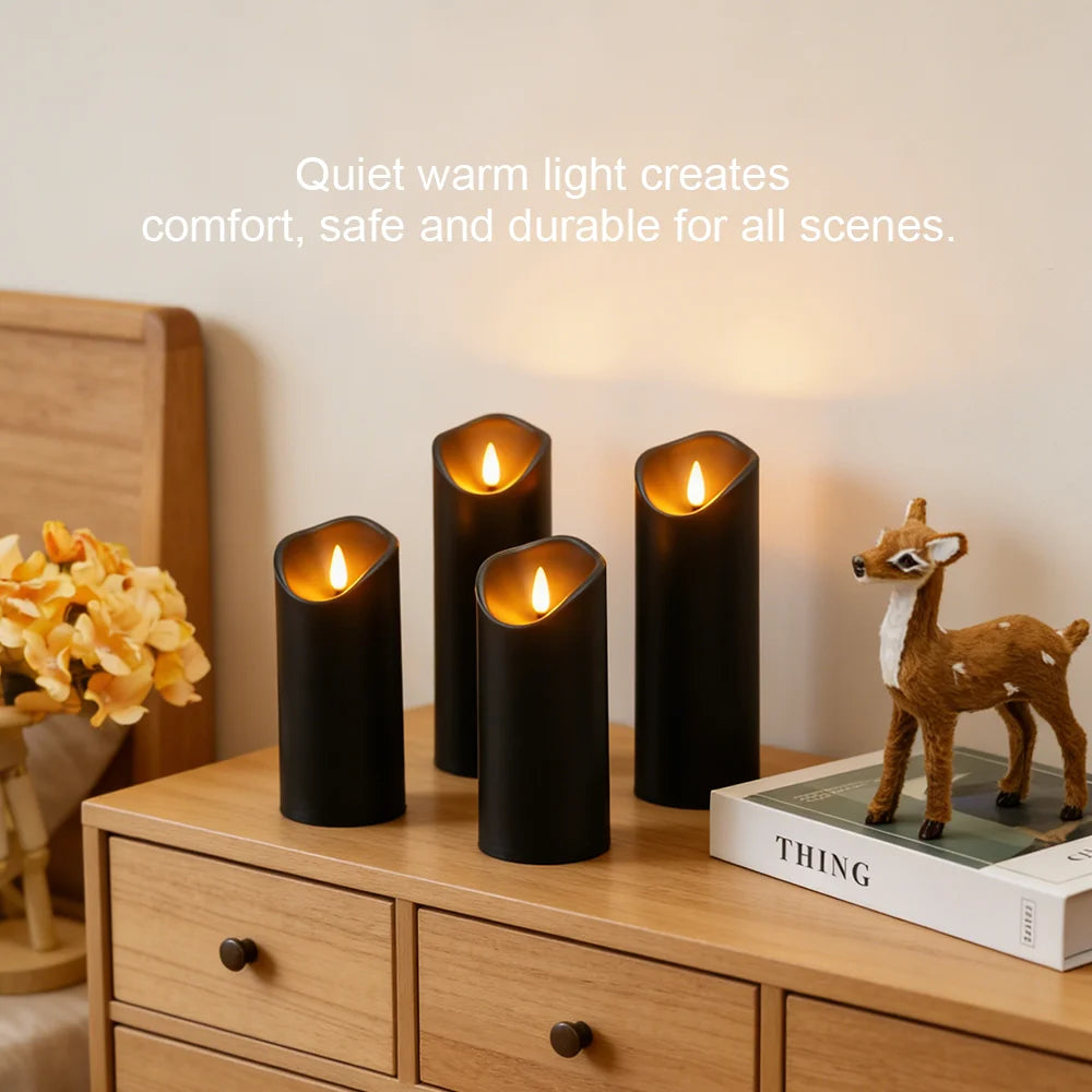 Sæt med 5 Flammefri LED-Lys med Realistiske Flammer