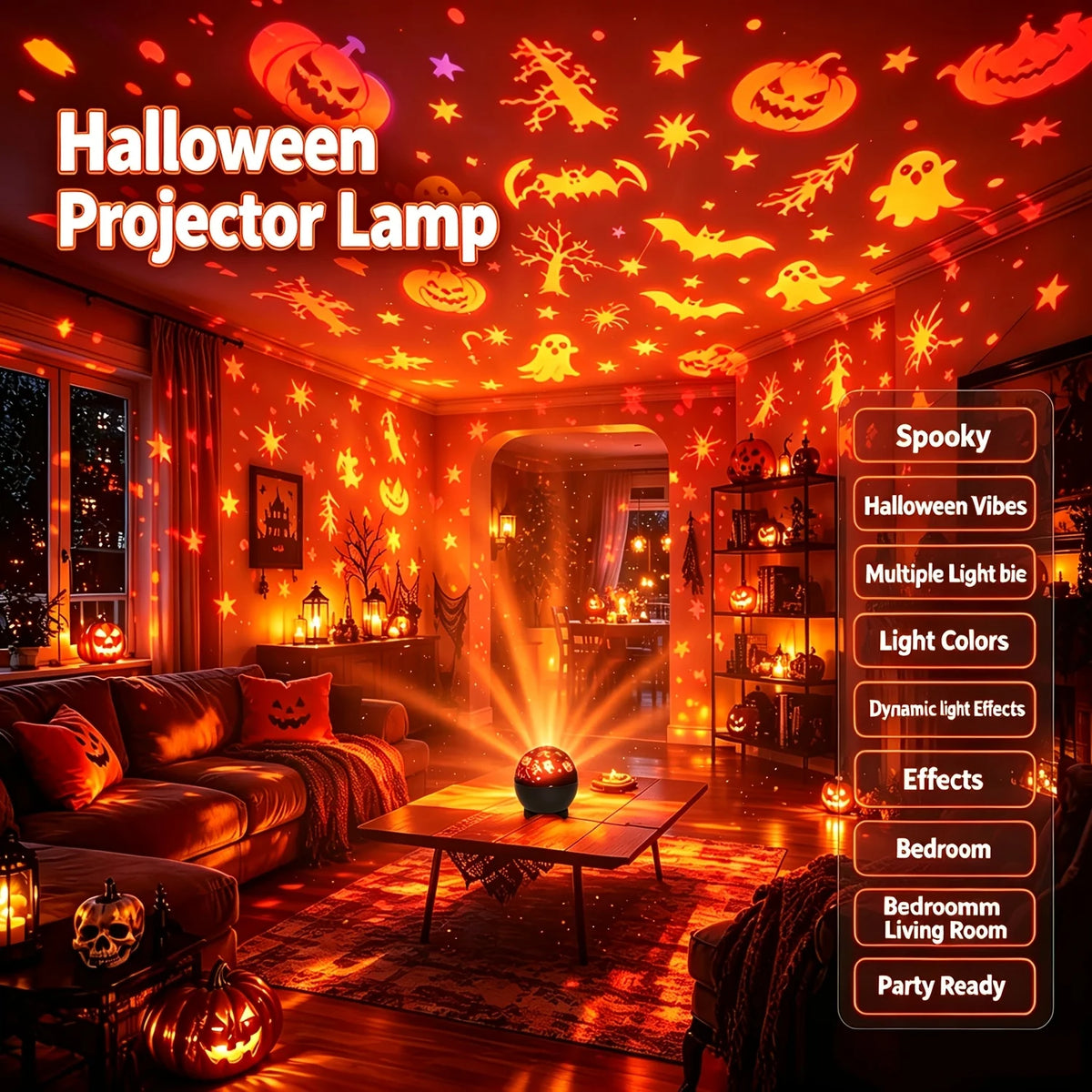 Halloween Spøgelses LED-Projektor Natlampe