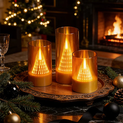 3 Stk. Flammefri LED-Stearinlys med Flammeeffekt
