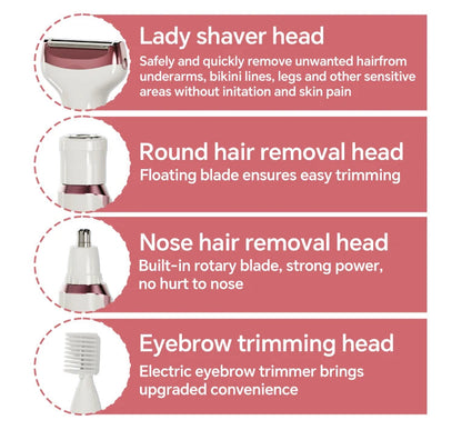 Genopladelig 4-i-1 Elektrisk Barbermaskine til Kvinder