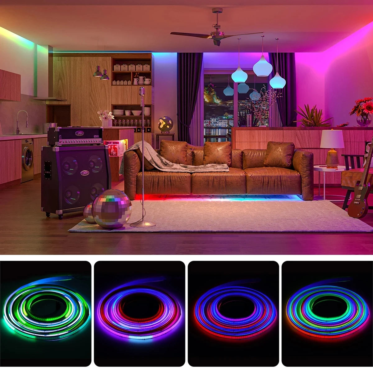 FCOB RGB LED Strip Lys