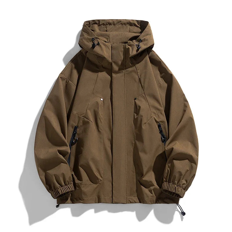 Oversized Vandtæt Jakke med Hætte til Mænd