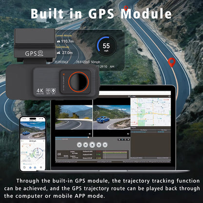 4K Dashcam med GPS og Bakkamera