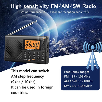 Bærbar FM-Radio med Digitalt Ur og Sluk-Timer