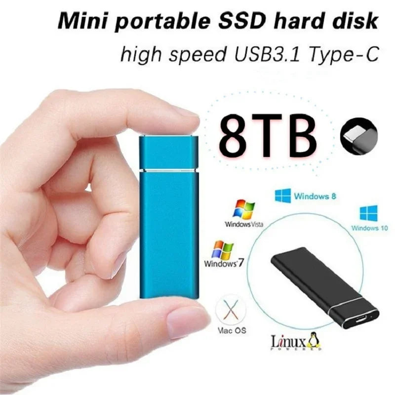 Bærbar USB-C Ekstern SSD-Drev til PC og Mac