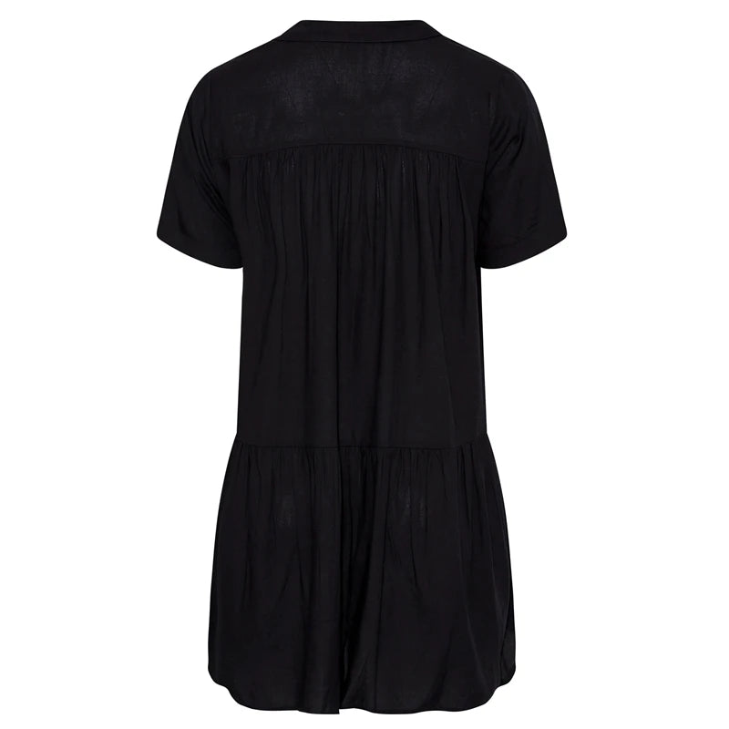 Plus Size Sort Løs Sommerbluse til Kvinder – Elegant og Komfortabel