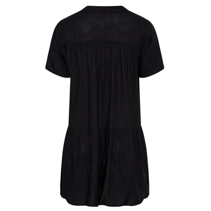Plus Size Sort Løs Sommerbluse til Kvinder – Elegant og Komfortabel