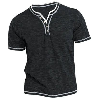 Herre Bomulds V-Hals Casual Slim Fit T-Shirt