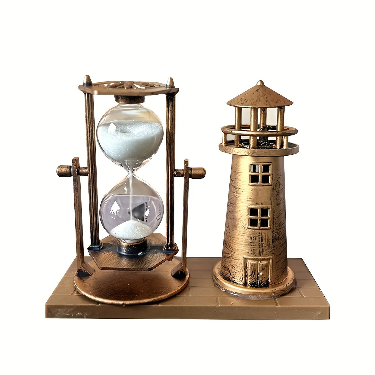 Vintage Fyrtårn med Timeglas i Bronzefarve