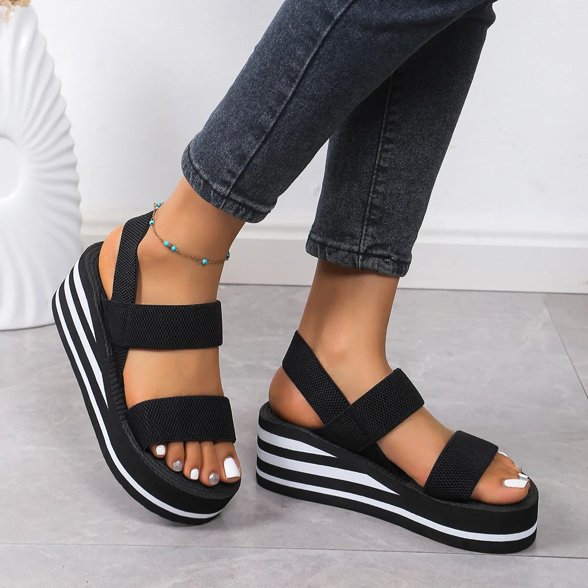 Lette Slingback-Sandaler med Kilehæl til Damer