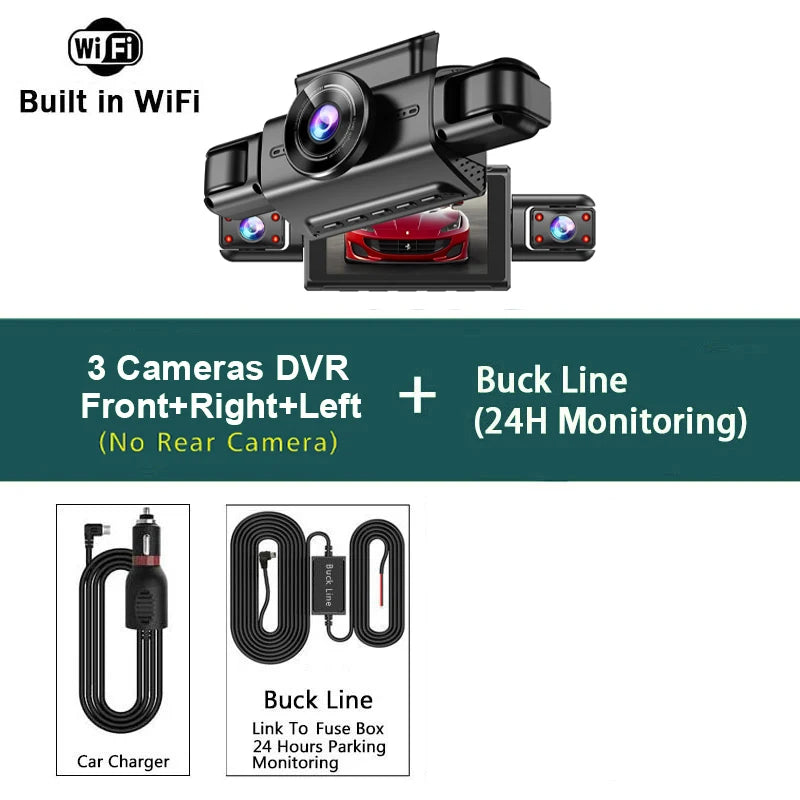 4-Kamera WiFi-Dashcam-System – Full HD-Optagelse Med Nattesyn og Parkeringsovervågning