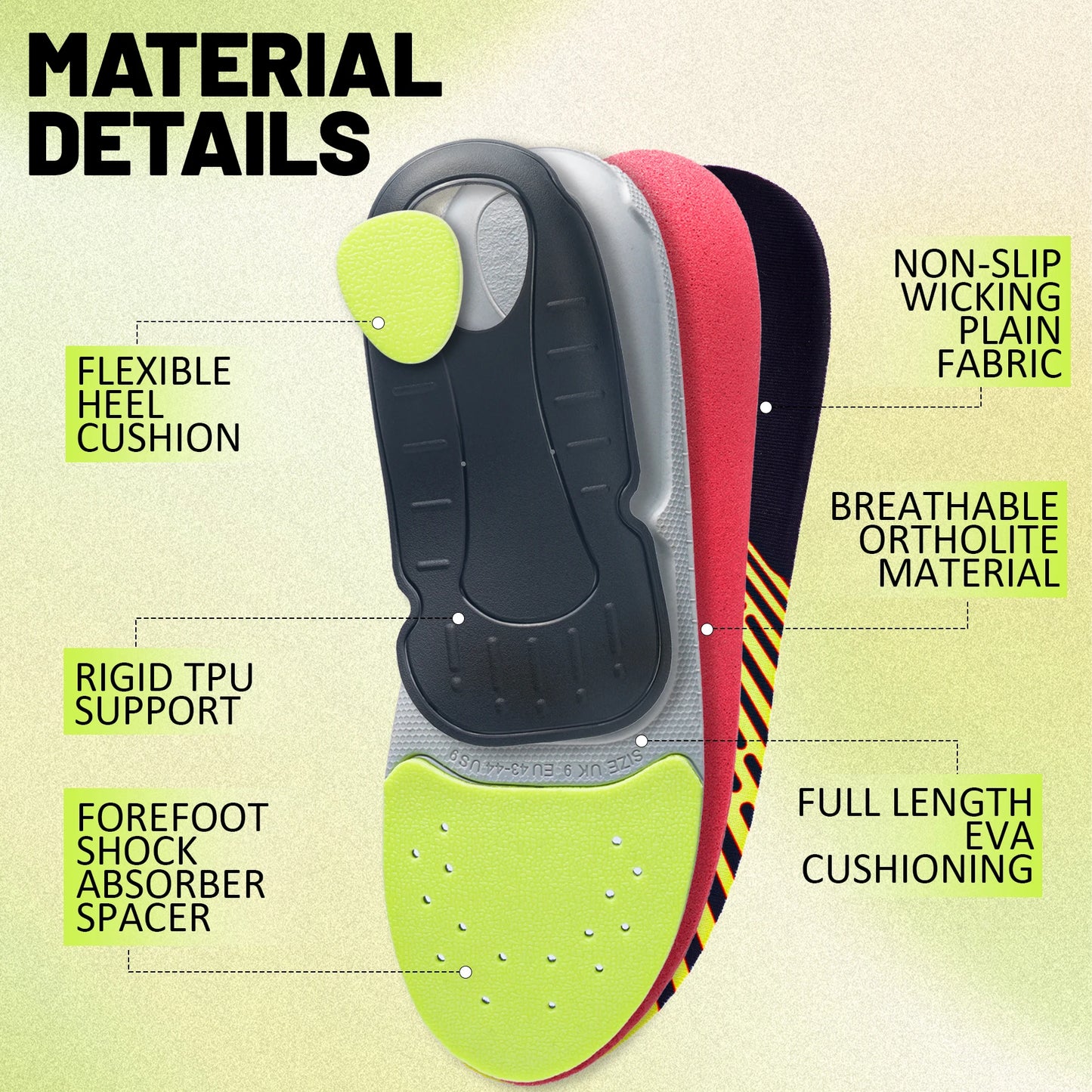 Ortopædiske Indlægssåler med Pladefodsstøtte mod Hælspore