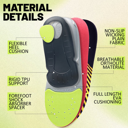 Ortopædiske Indlægssåler med Pladefodsstøtte mod Hælspore