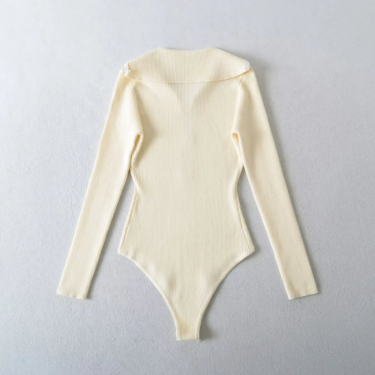 Langærmet Ribbet Bodystocking til Kvinder med Lynlås