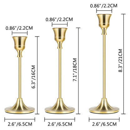 Sæt med 3 Vintage Metal Lysestager