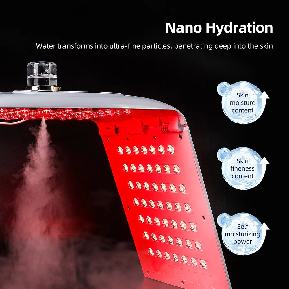 7-Farvet LED-Ansigtslampe med Lysterapi og Nanospray