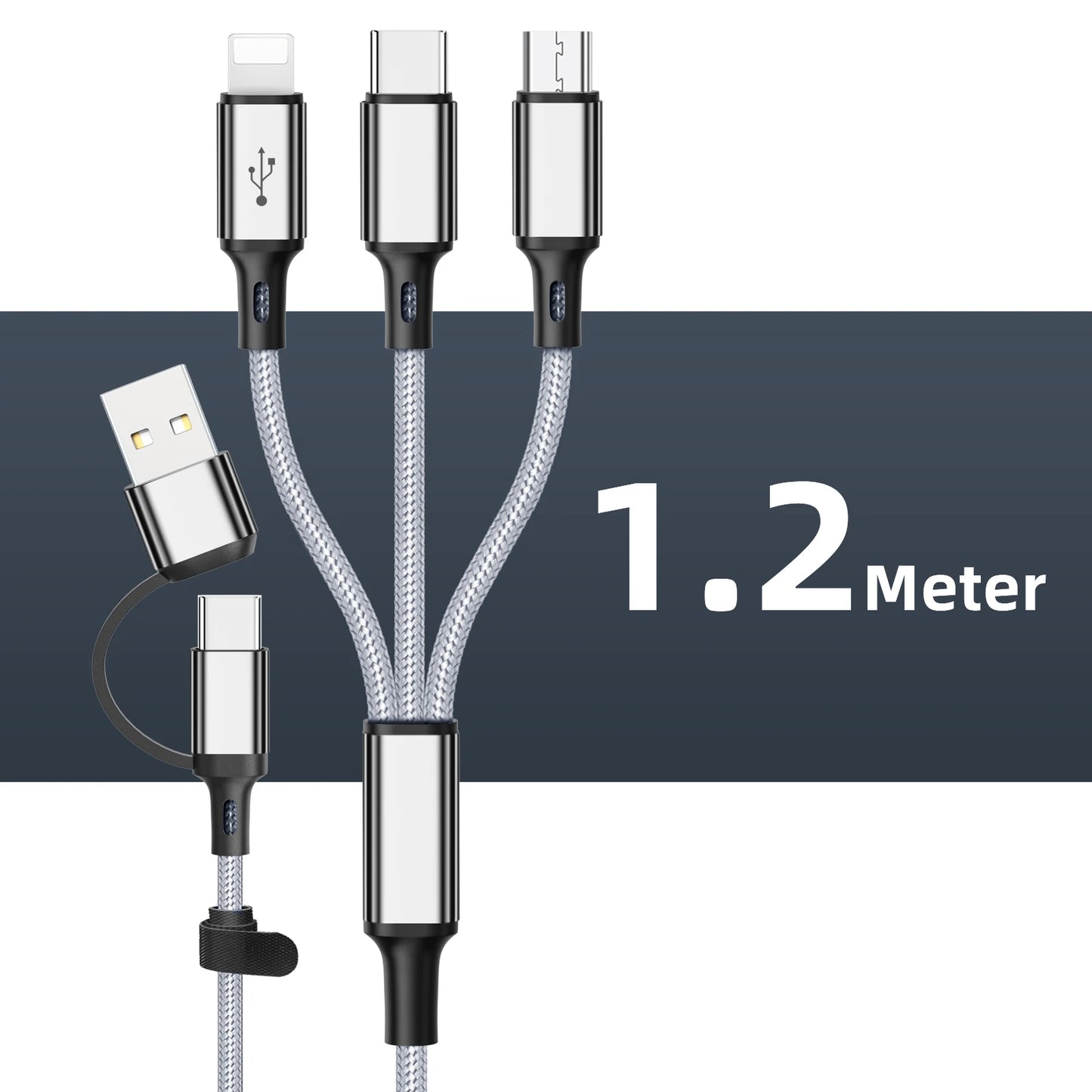 3-i-1 Hurtigopladningskabel 1,2 m