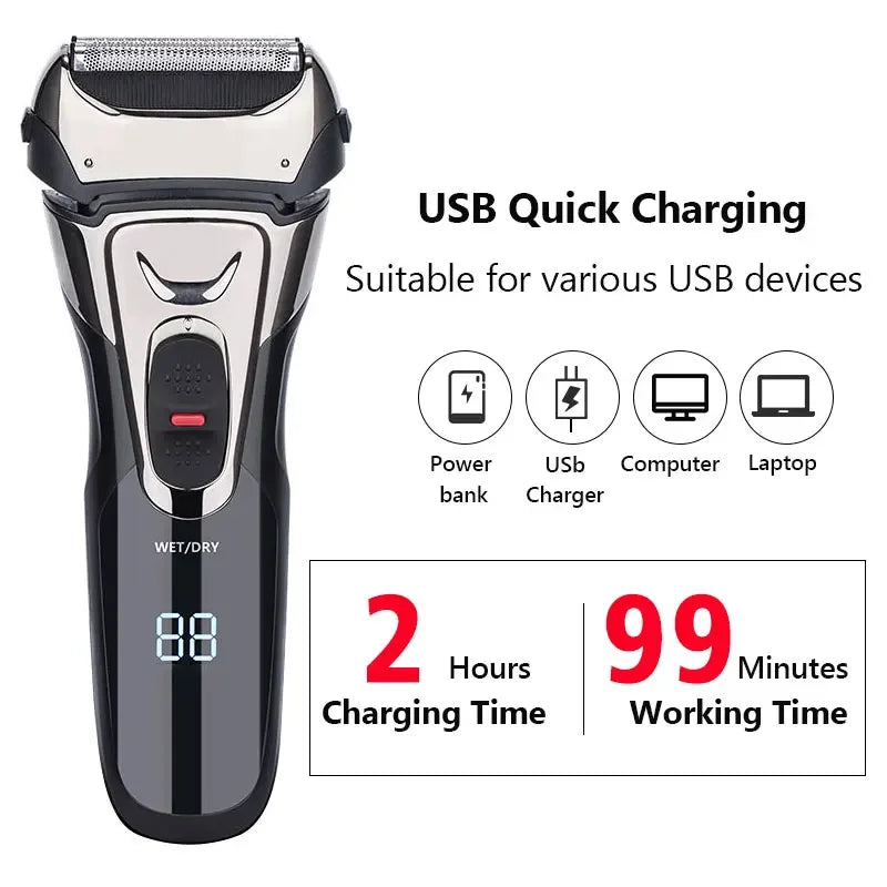 USB-Genopladelig Elektrisk Barbermaskine til Mænd