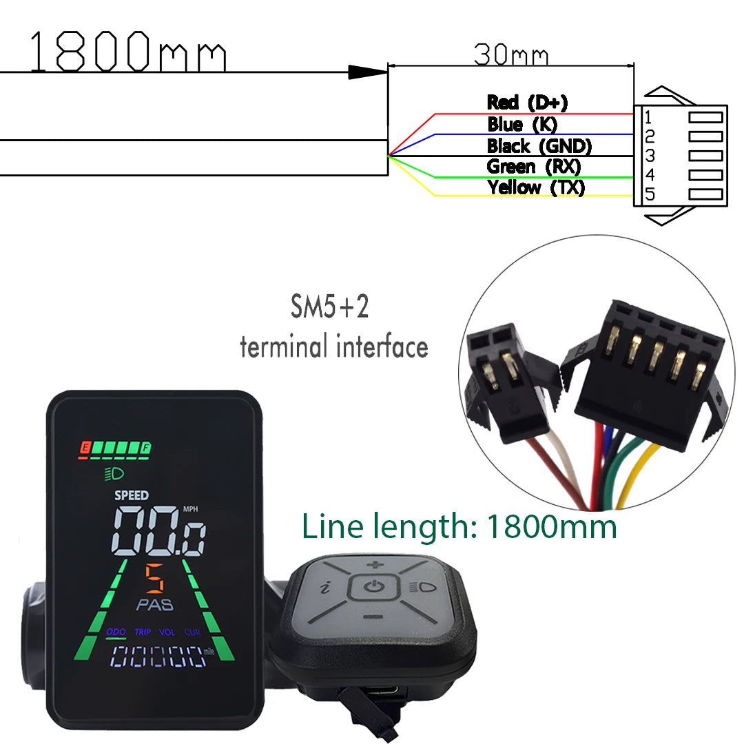 LCD-Display til Elektrisk Cykel og Elektrisk Løbehjul