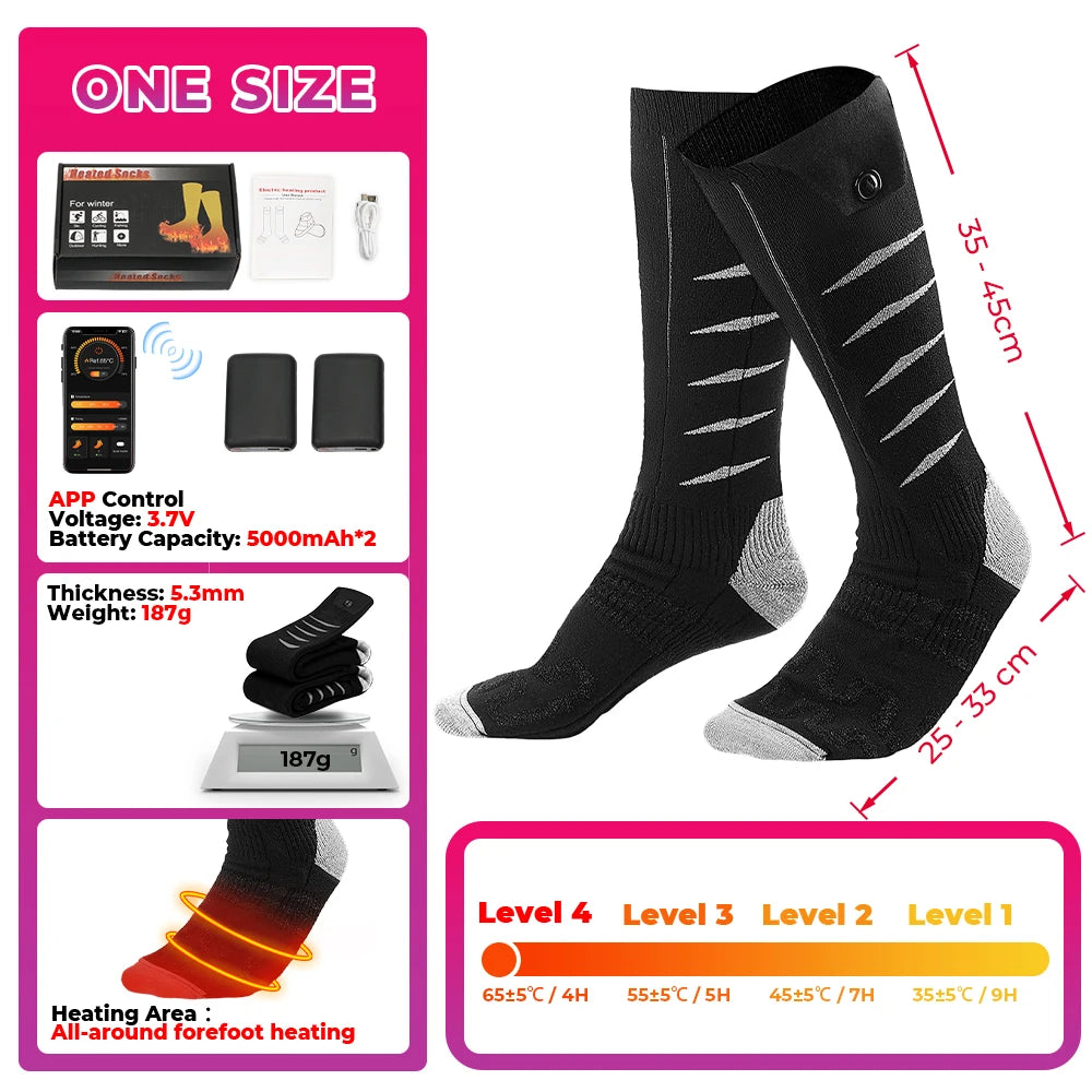 Genopladelige Varmestrømper til Vinter med Fjernbetjening