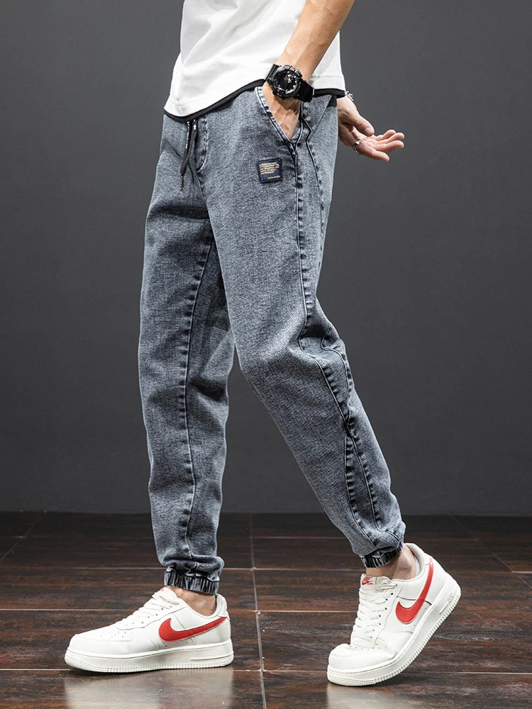 Herre Streetwear Cargo Jeans Sort og Blå
