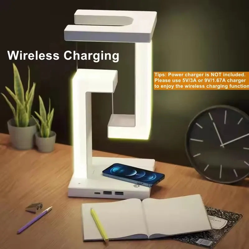 Flydende LED-lampe med Trådløs Oplader til Mobil
