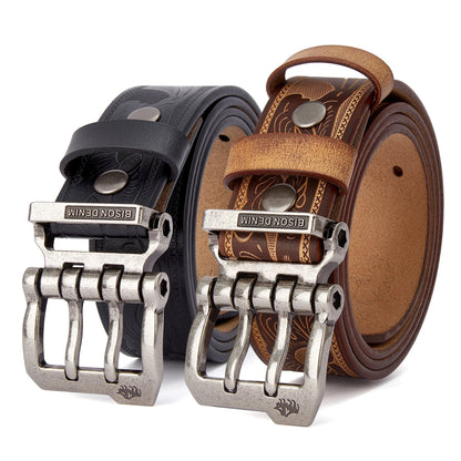 Ægte Læderbælte til Mænd med Nålespænde