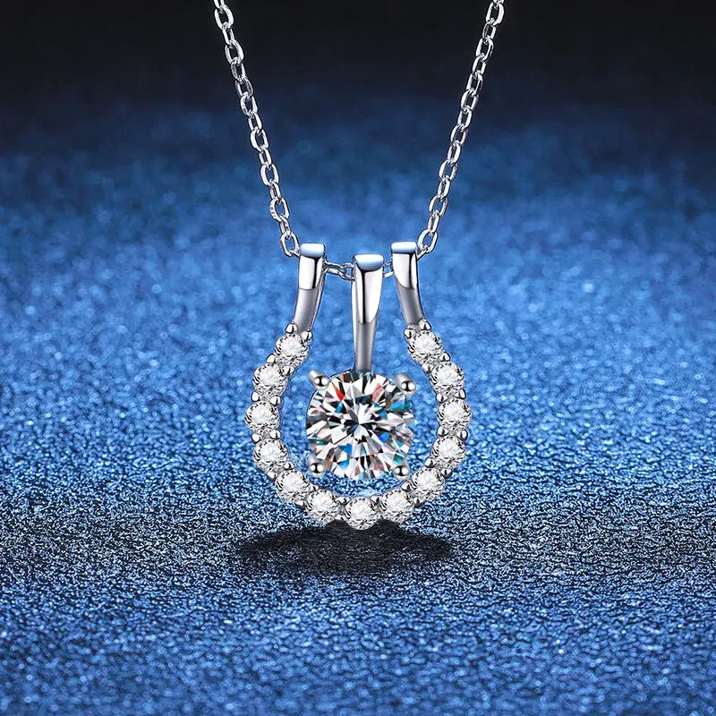 Sterlingsølv Hestesko Halskæde med Moissanit