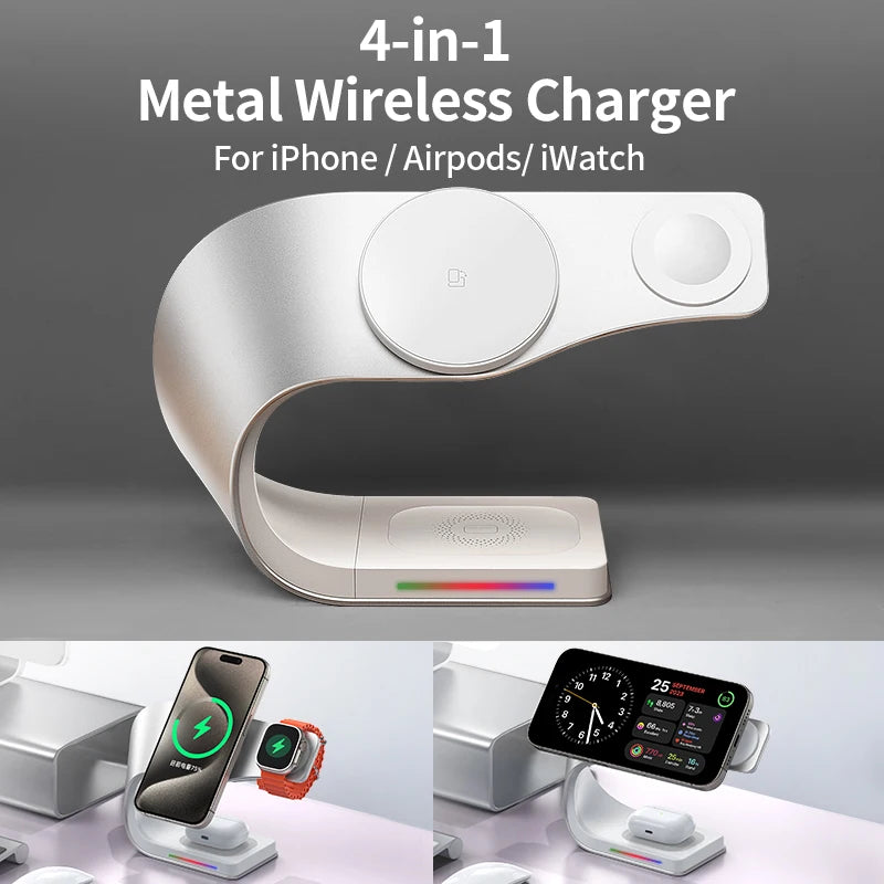 15W 4-i-1 Magnetisk Trådløs Opladningsstation