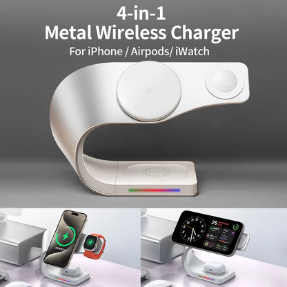 15W 4-i-1 Magnetisk Trådløs Opladningsstation