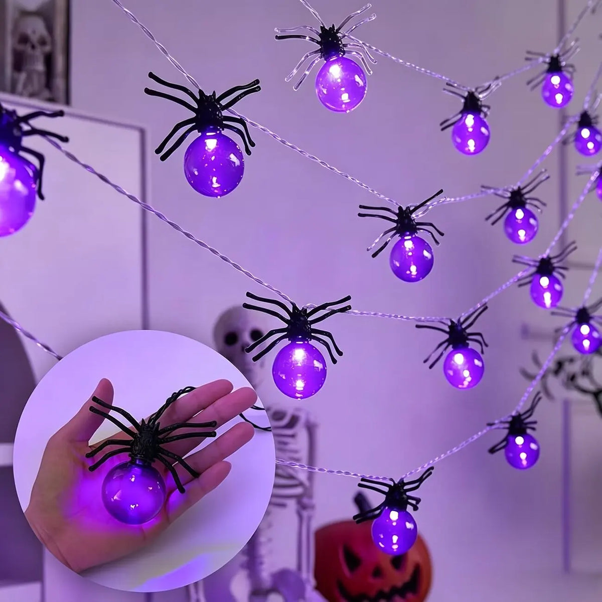 10 LED Spindellys til Halloween