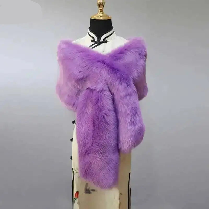 Vintersjal i Imiteret Pels til Kvinder