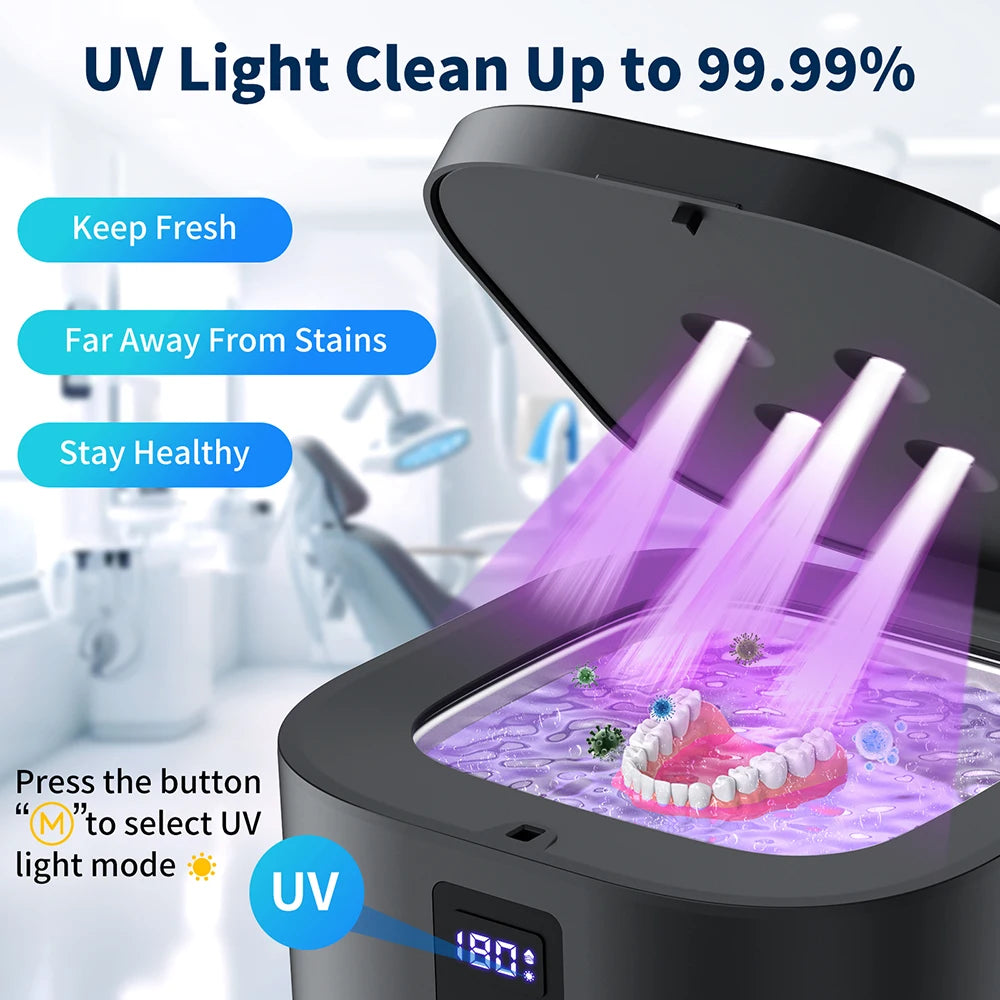 Ultralydsrenser til Tandbøjler & Tandproteser med UV-lys – 300ML