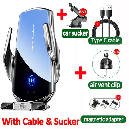 Magnetisk Mobilholder til Bil med Trådløs Opladning og Autosensor