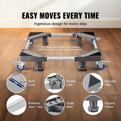 Justerbar Rullebase til Køleskab og Vaskemaskine
