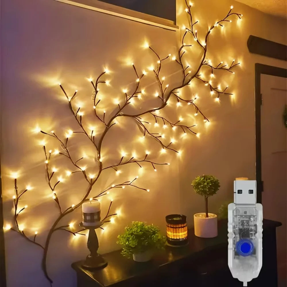 LED-Lyskæde med Pilegrene og 8 Lystilstande