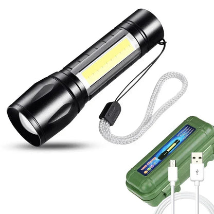Mini LED-Lommelygte USB Genopladelig med Magnet