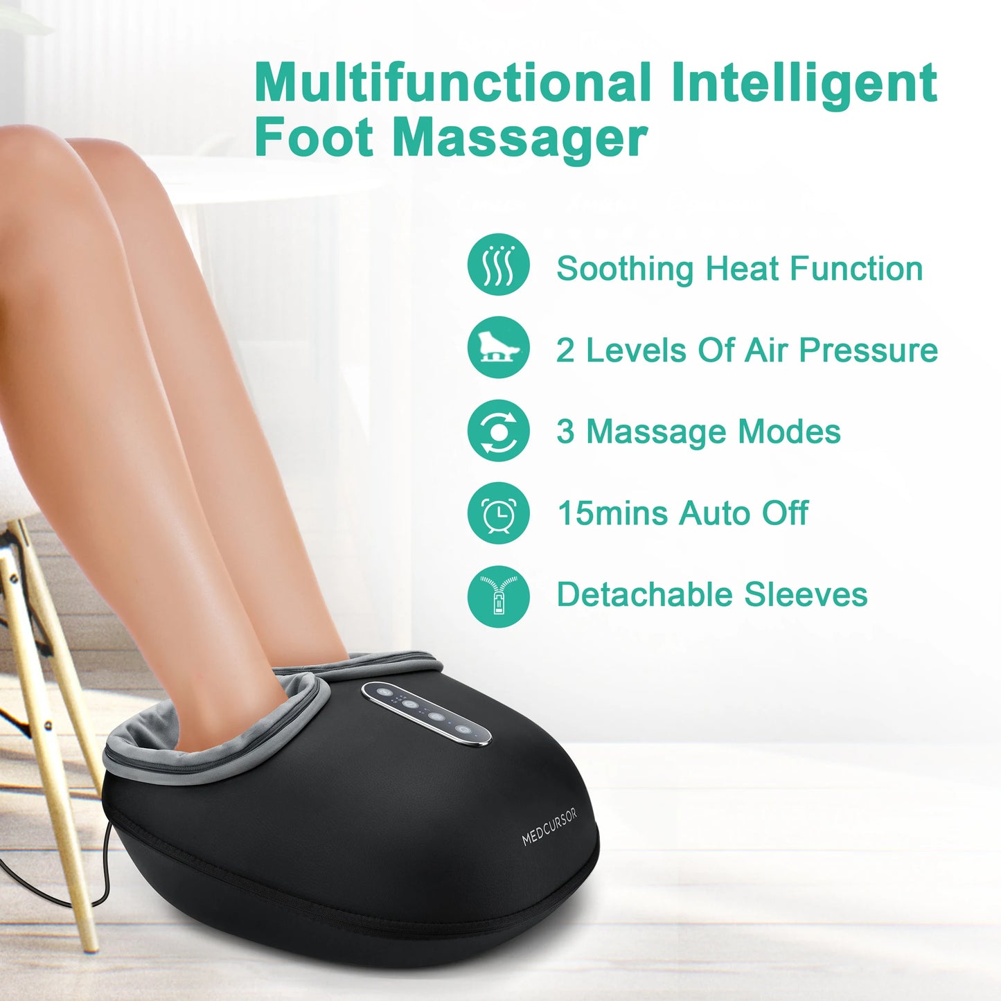 Shiatsu Elektrisk Fodmassager med Varme til Smertelindring