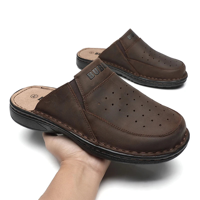 Herresandaler i Læder med Skridsikker Sål