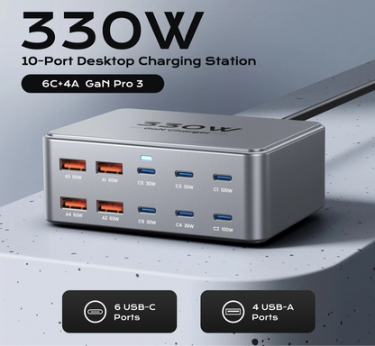 330W USB-C GaN Multiport Hurtigoplader
