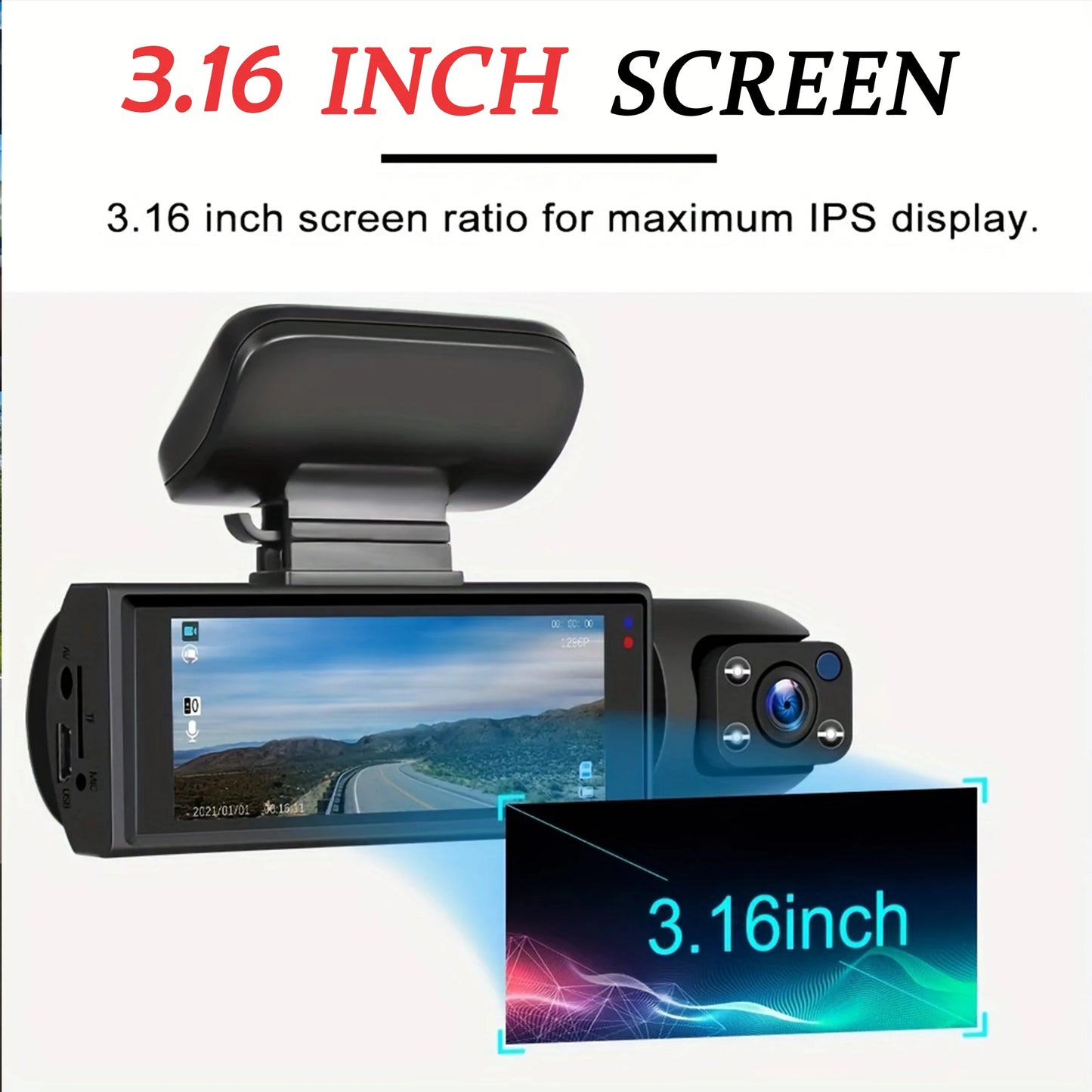 Dual Linse 1080P Bil Dashcam med Indvendig Optagelse