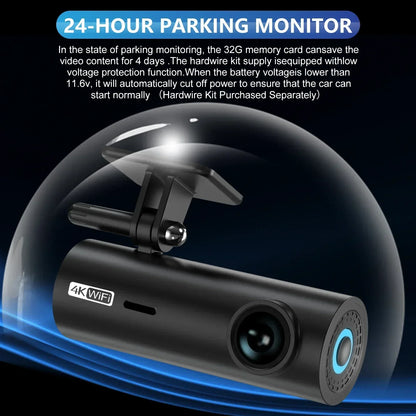 4K Bil Dash Cam Med WIFI