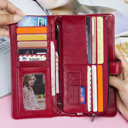 Lang Læderpung med Kortlommer og Møntpung