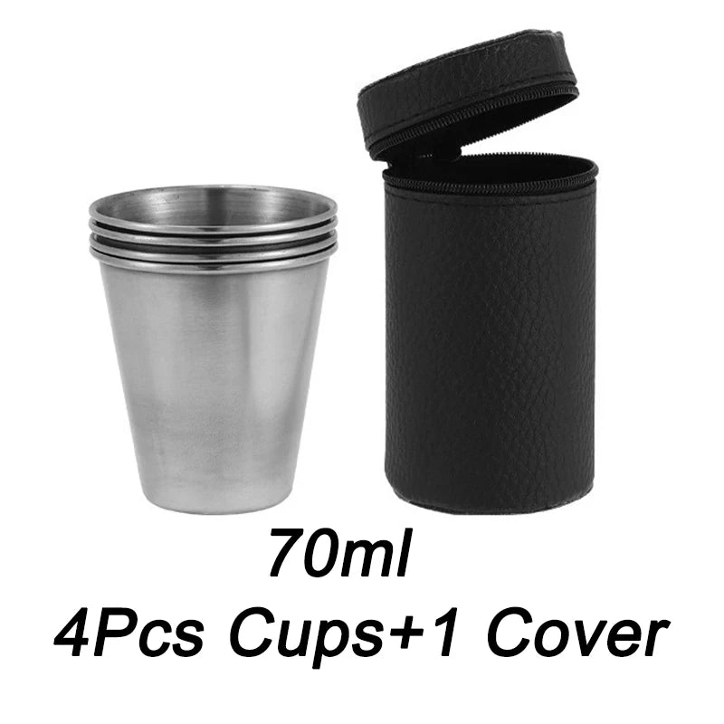 4/6 Stk. Rustfri Stål Rejsekrus Sæt med Etui