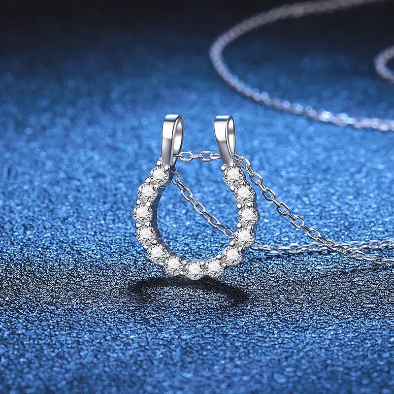 Sterlingsølv Hestesko Halskæde med Moissanit