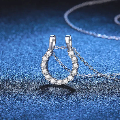 Sterlingsølv Hestesko Halskæde med Moissanit