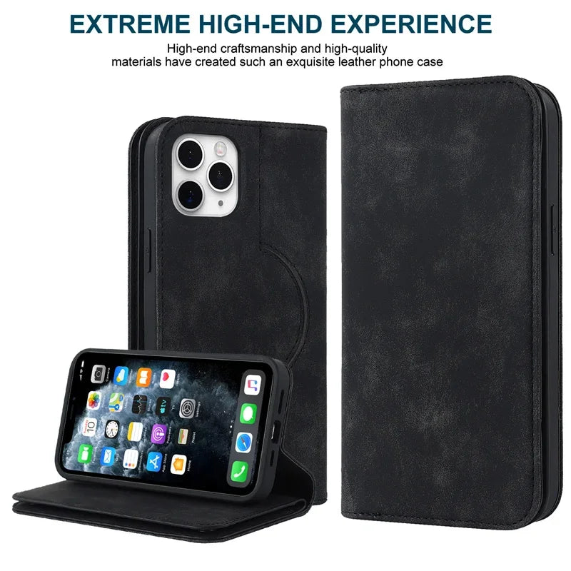 Magnetisk Læder Pung Cover til iPhone