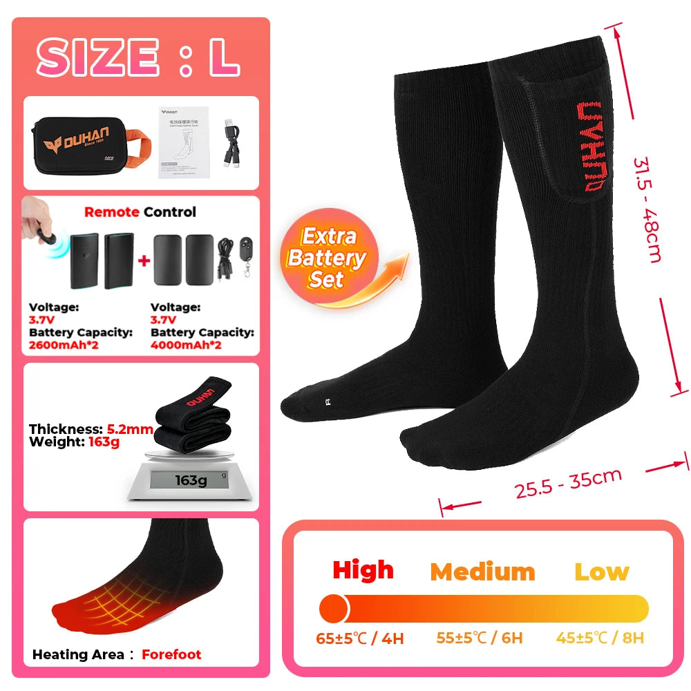 Genopladelige Varmestrømper til Vinter med Fjernbetjening