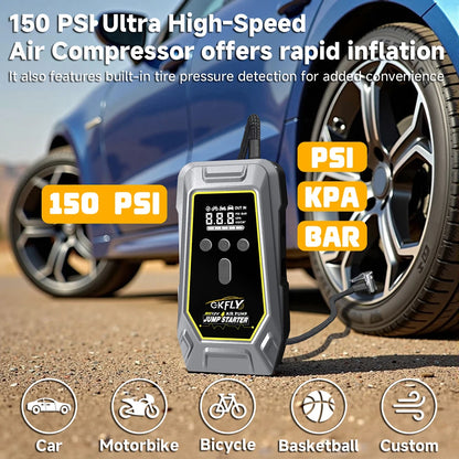 4-i-1 Bil Jumpstarter og Luftkompressor